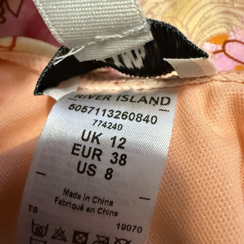 River Island Orange Pink Floral One-Piece Swimsuit - Picture 6 of 7